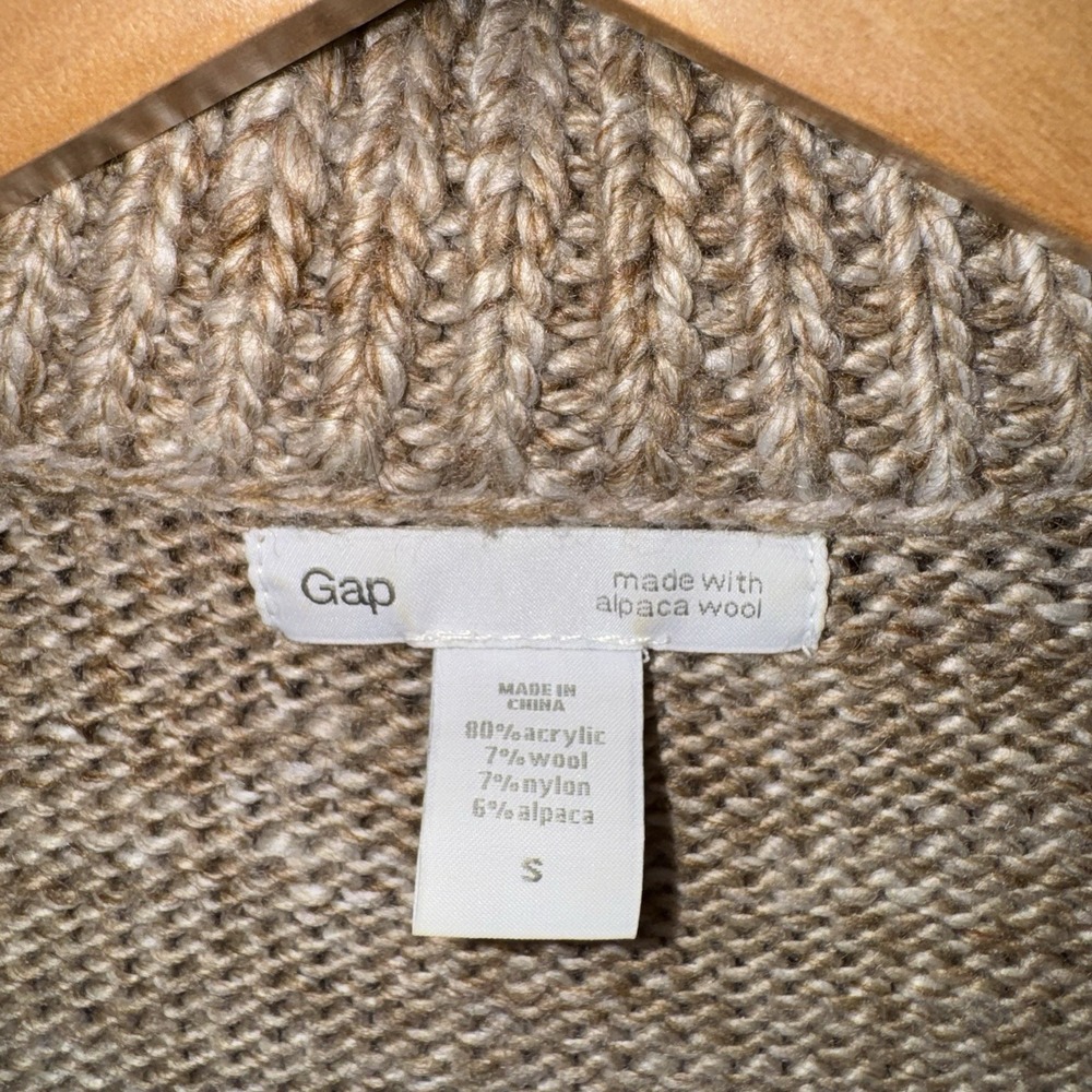 Gap Women's Cardigan Sweater Size S Alpaca Wool Blend Long Sleeve Zip-Up Brown - Picture 3 of 10